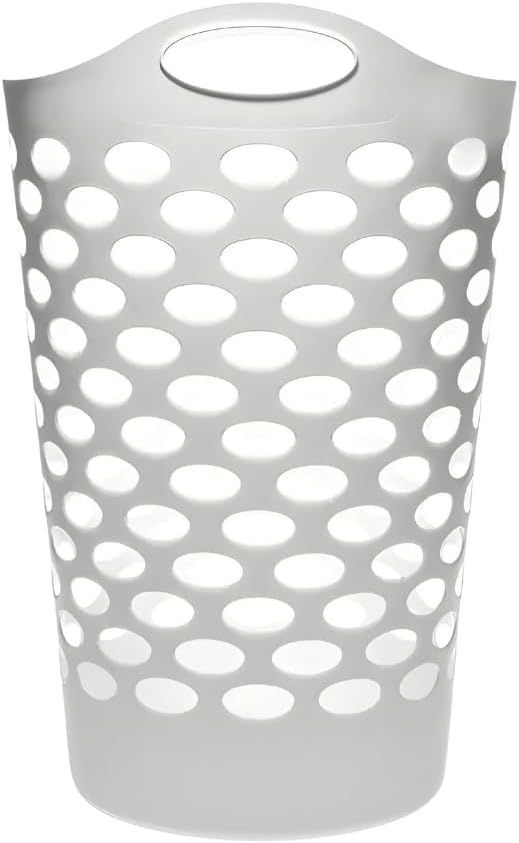 Tall Flex Laundry Basket Plastic Hamper for Clothes, Bedroom, and Storage with Handles 17.75 x 17.25 x 26 in, White