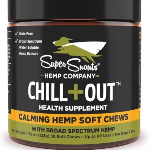 Super Snouts Chill + Out– 30 Soft Chews – Calming Chews for Dogs and Cats Help Maintain Your Pet’s Emotional Balance – Made in The USA