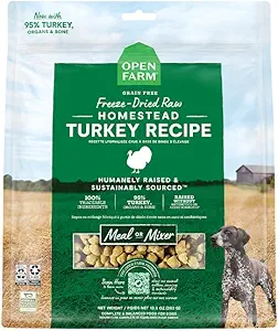 Open Farm, Freeze Dried Raw Dog Food, Patties with 95% Meat, Organs & Bone, Complete Meal or Freeze Dried Dog Food Mixer, Chicken Recipe, 17.5oz Bag