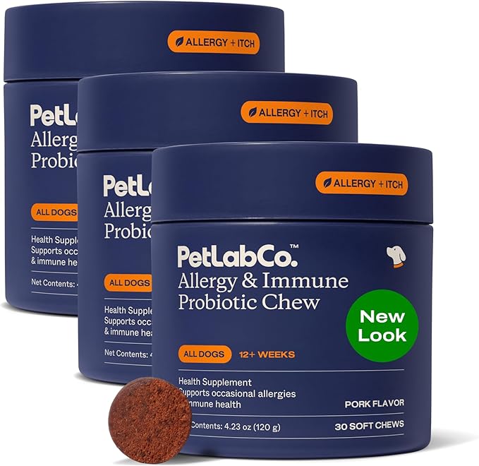 PetLab Co. Probiotics for Dogs, Support Gut Health, Occasional Diarrhea, Digestive Health & Seasonal Allergies – Pork Flavor – 30 Soft Chews – Packaging May Vary