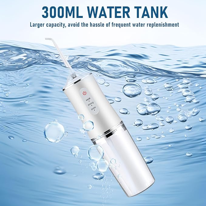Electric Water Flosser Cordless for Teeth 3 Modes 4 Jet Tips Cleaning and Flossing Water Dental Portable Floss Irrigator Oral Water Flossed Rechargeable Tonsil Stone Travel Adults Birthday Gift