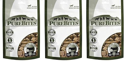 (3) PureBites Beef Liver Freeze Dried Dog Treats 4.2oz Bags. Total 12.6oz