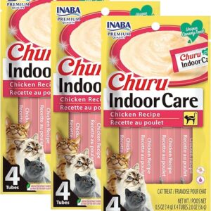 INABA Churu for Cats, Functional, Creamy Lickable Purée Cat Treat for Indoor Care and Hairball Control, 0.5 Ounces Each, 24 Tubes (4 per Pack), 2 Flavor Tuna and Chicken Variety Pack