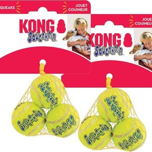 KONG - Squeakair Ball - Dog Toy Premium Squeak Tennis Ball, Gentle on Teeth (Small (6 Pack))