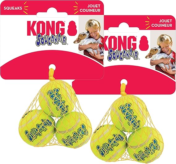 KONG – Squeakair Ball – Dog Toy Premium Squeak Tennis Ball, Gentle on Teeth (Small (6 Pack))