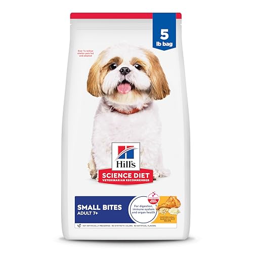 Hill’s Science Diet Adult 7+, Senior Adult 7+ Premium Nutrition, Small Kibble, Dry Dog Food, Chicken, Brown Rice, & Barley, 5 lb Bag
