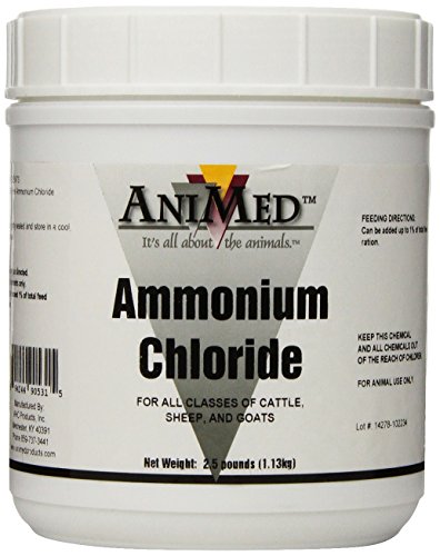 AniMed Powder 99.9-Percent Ammonium Chloride for Horses Dogs Cats Cows Sheep and Goats, 2.5-Pound…