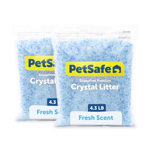 PetSafe ScoopFree Premium Crystal Cat Litter – Outperforms Clay Litter – Refill Packs – Reusable Tray Compatible – Fresh Scent – 4.3 lb Bags – 2 Pack