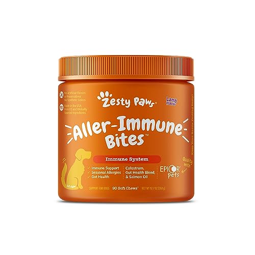 Zesty Paws Dog Allergy Relief- Dog Itching Skin Relief- Dog Probiotics for Itchy Skin and Itchy Ears- Dog Allergy Paw Relief- Dog Allergy Chews- Dog Itch Relief – Dog Skin Allergy Relief – Lamb – 90ct