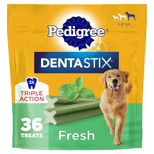 Pedigree Dentastix Large Breed Dog Treats, Fresh Flavor, 1.87 lb. Bag (36 Treats)