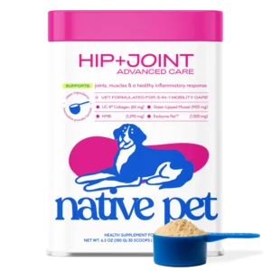 Native Pet Hip & Joint Supplement for Dogs - Advanced Dog Joint & Arthritis Supplement - Helps Maintain Healthy Cartilage, Joint Flexibility, Lubrication, & Function - with ESM & Collagen - 60 Chews