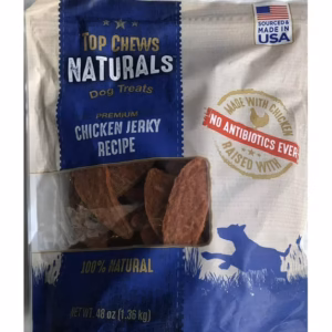 Top Chews 100% Natural Dog Treats Chicken Jerky Recipe 48 OZ (3 LB), Model Number: chicken food