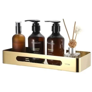 Square Stainless Steel Wall Storage Shelf (Gold)