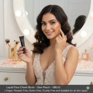 Liquid Face Cheek Blush - Dew Peach - QBL02 Vegan, Paraben Free, Gluten Free, Cruelty Free and Suitable for all skin types