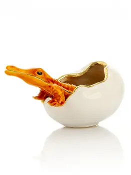 Orange Crocodile hatching from egg trinket box