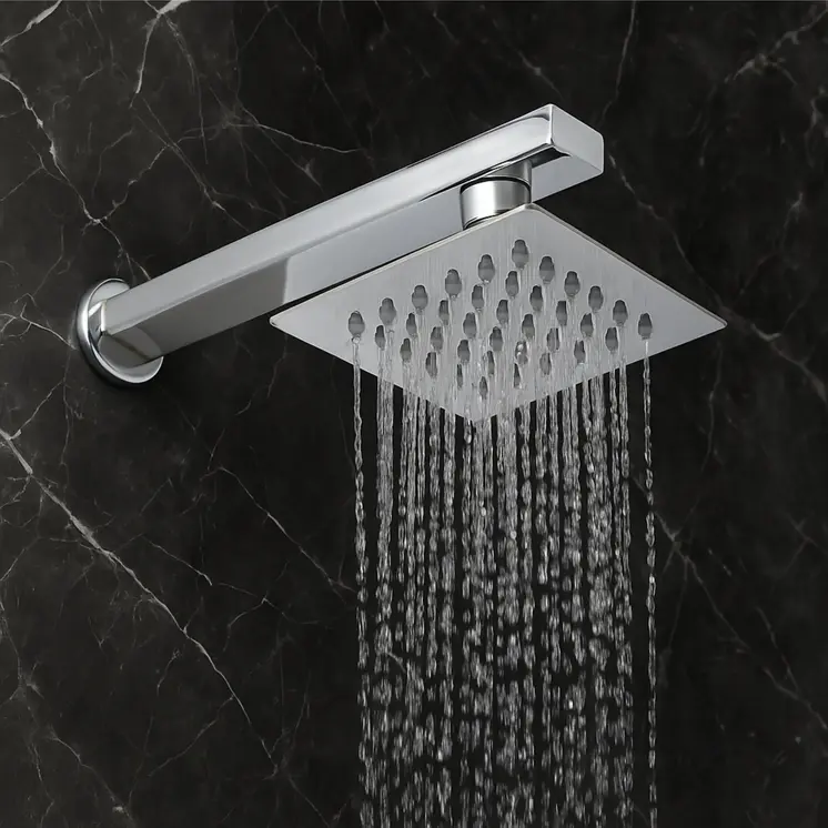 Ultra (4×4 Inches) 304- Grade Stainless Steel Chrome Finish Overhead Shower With Arm (9 Inch)